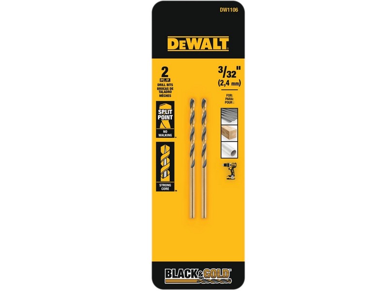 DeWalt 3/32 in. X 2-1/4 in. L High Speed Steel Split Point Drill Bit 2 pc