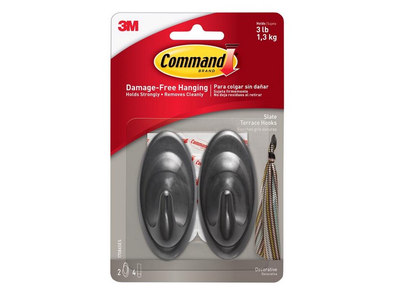 Command Medium Plastic Terrace Hooks 3-1/4 in. L 2 pk