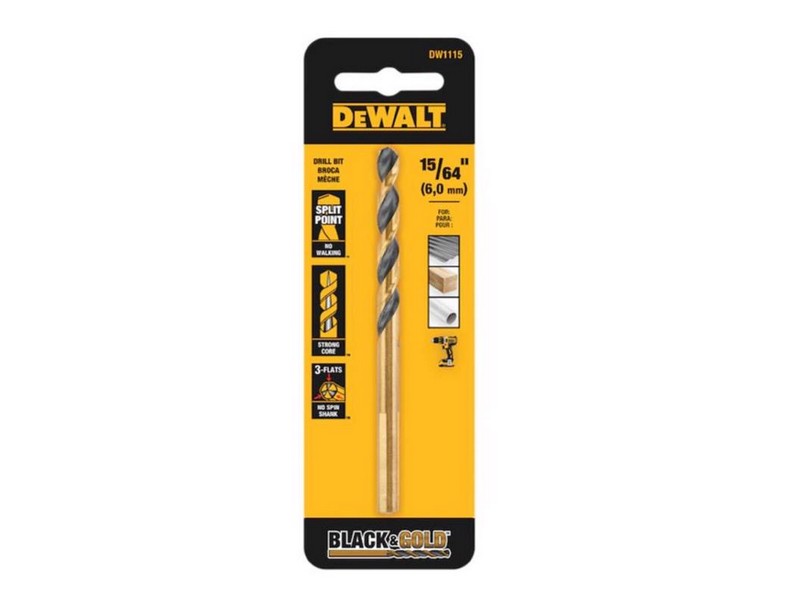 DeWalt Black & Gold 15/64 in. X 3.88 in. L High Speed Steel Drill Bit 1 pk