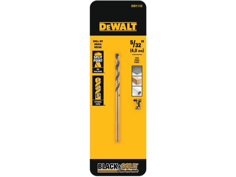 DeWalt Black & Gold 5/32 in. X 3.12 in. L High Speed Steel Split Point Drill
