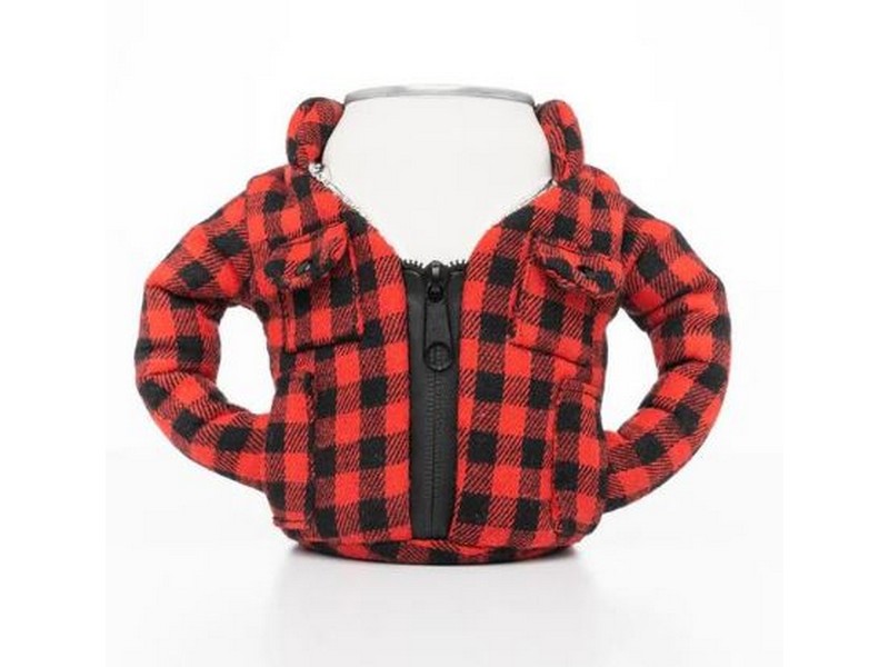 Puffin Beverage Coozie Flannel Red