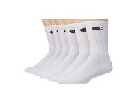 Men's Champion 6 Pack Crew Socks - White
