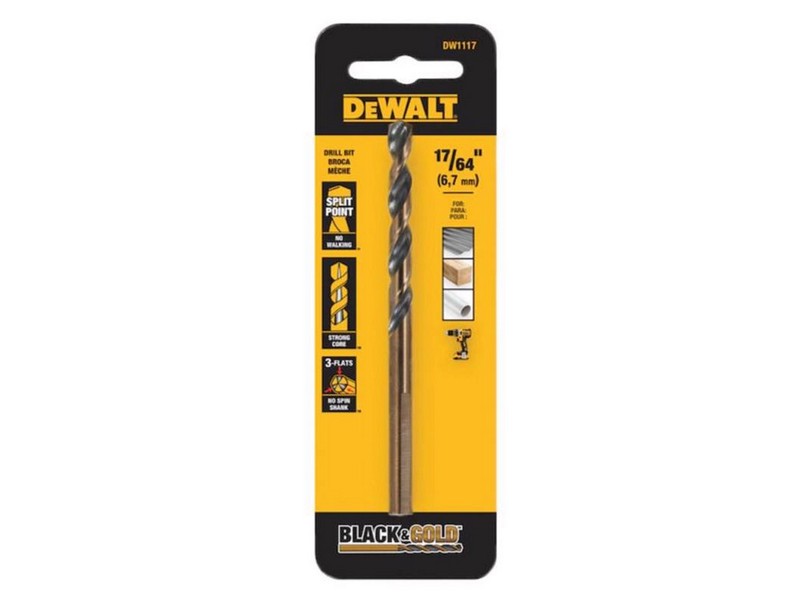 DeWalt Black & Gold 17/64 in. X 4-3/16 in. L High Speed Steel Drill Bit