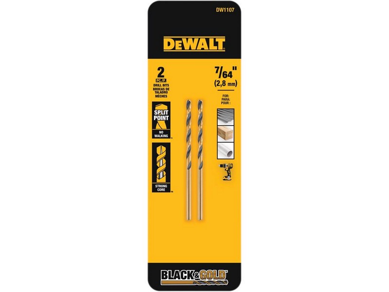 DeWalt Black & Gold 7/64 in. X 2.62 in. L Black Oxide Drill Bit Round Shank