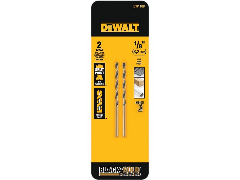 DeWalt Black & Gold 1/8 in. X 2.75 in. L High Speed Steel Split Point Drill