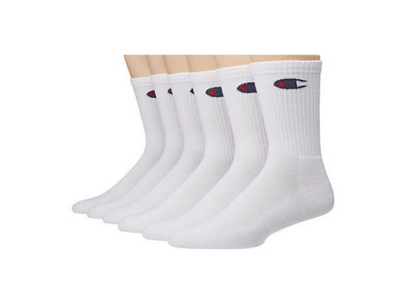 Men's Champion 6 Pack Crew Socks - White