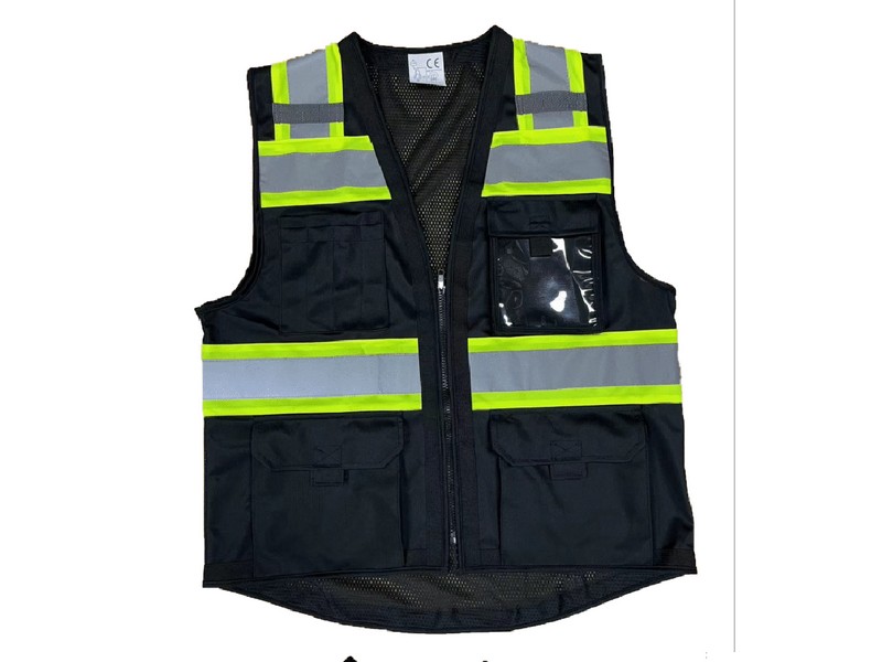  Men's High Vis Multi-Pocket Mesh Vest Black
