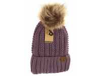 Fuzzy Lined Fur Pom CC Beanie Violet