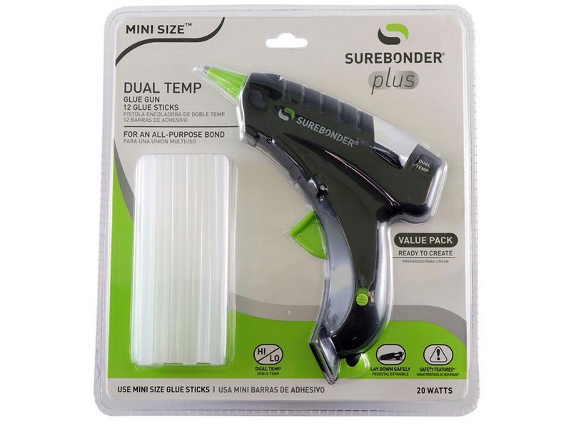 Surebonder Plus 10 W Dual Temperature Mini Glue Gun Kit 110 V