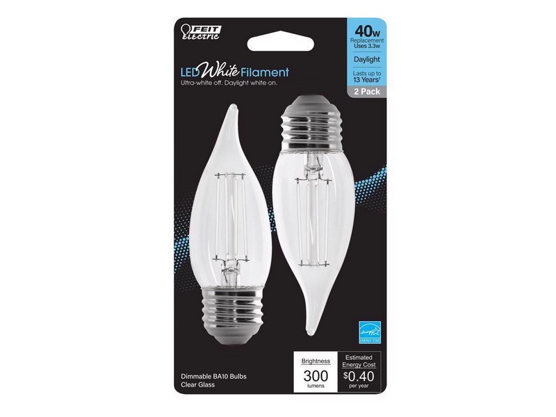 Feit White Filament BA10 E26 (Medium) Filament LED Bulb Daylight 40 Watt