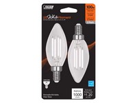 Feit White Filament B10 E12 (Candelabra) Filament LED Bulb Soft White 100