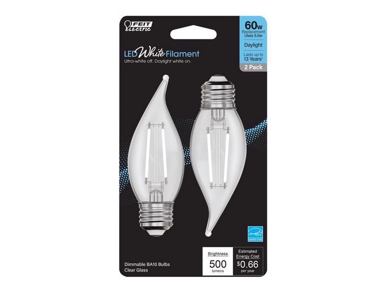 Feit White Filament BA10 E26 (Medium) Filament LED Bulb Daylight 60 Watt