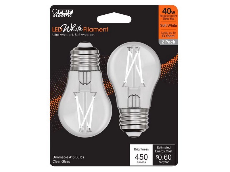 Feit White Filament A15 E26 (Medium) Filament LED Bulb Soft White 40 Watt