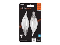 Feit White Filament BA10 E12 (Candelabra) Filament LED Bulb Soft White 60