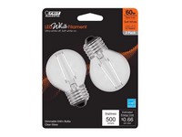 Feit White Filament G16.5 E26 (Medium) Filament LED Bulb Soft White 60 Watt