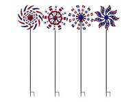 Alpine Multicolored Metal 37 in. H Patriotic Windmill Outdoor Garden Stake