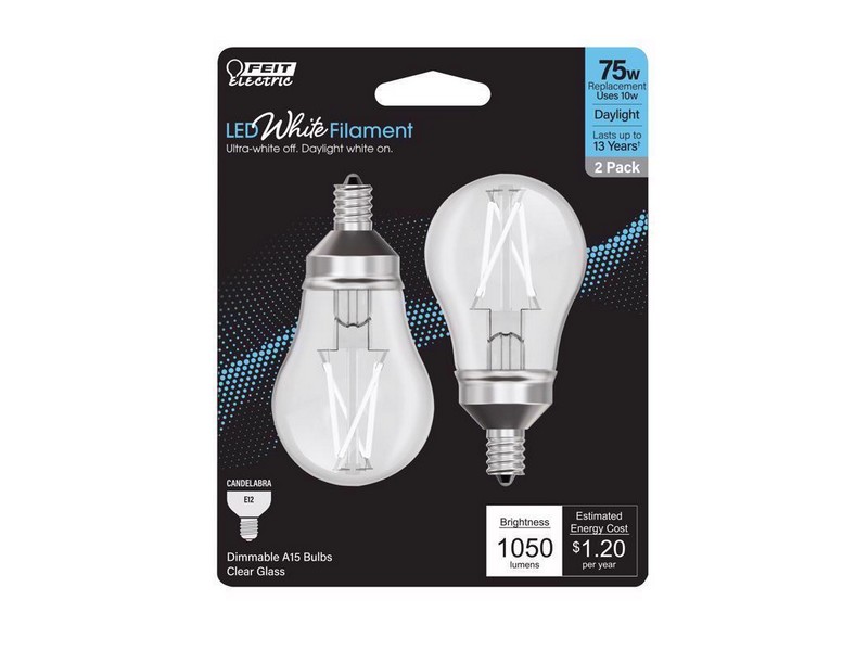 Feit White Filament A15 E12 (Candelabra) Filament LED Bulb Daylight 75 Watt