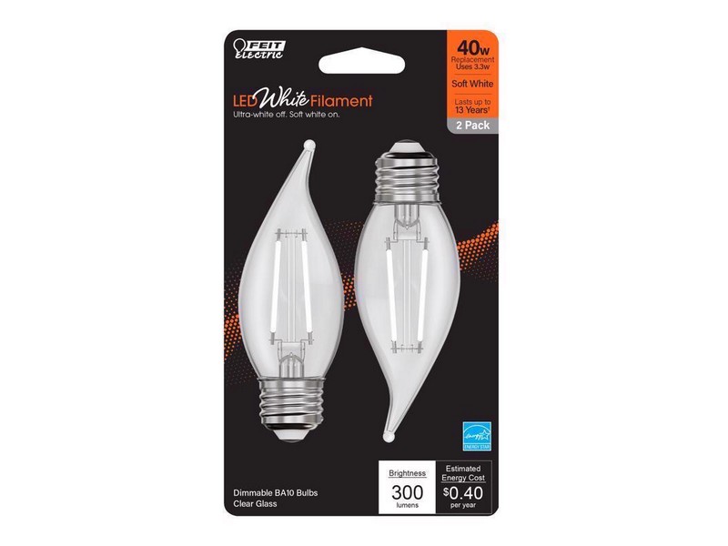 Feit White Filament BA10 E26 (Medium) Filament LED Bulb Soft White 40 Watt