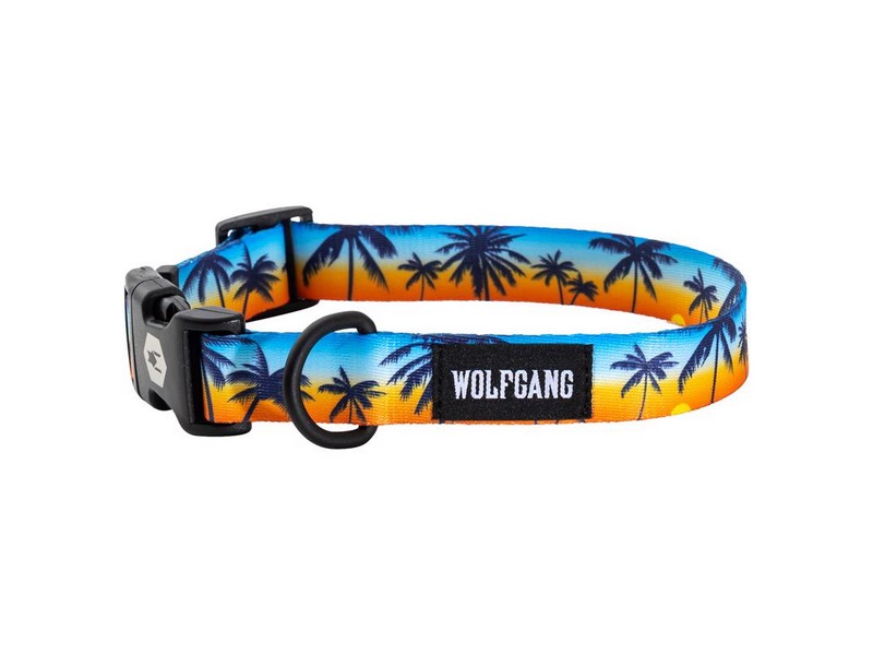 Wolfgang Multicolored Sunset palms Polyester Dog Adjustable Collar Medium