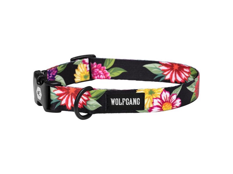 Wolfgang Multicolored DarkFloral Polyester Dog Adjustable Collar Medium