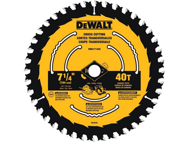 DeWalt 7-1/4 in. D X 5/8 in. S Tungsten Carbide Circular Saw Blade 40 teeth 1 pk