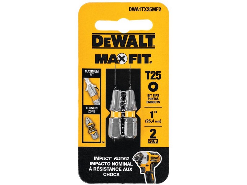 DeWalt Max Fit Torx T25 X 1 in. L Screwdriver Bit Set Steel 2 pk