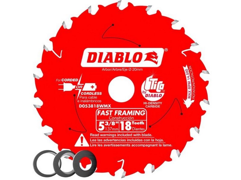 Diablo 5-3/8 in. D X 20 mm S Carbide Fast Framing Saw Blade 18 teeth 1 pk