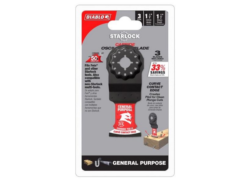 Diablo Starlock 1-1/4 in. W Carbide Oscillating Blade General Purpose Cuts 3 pk