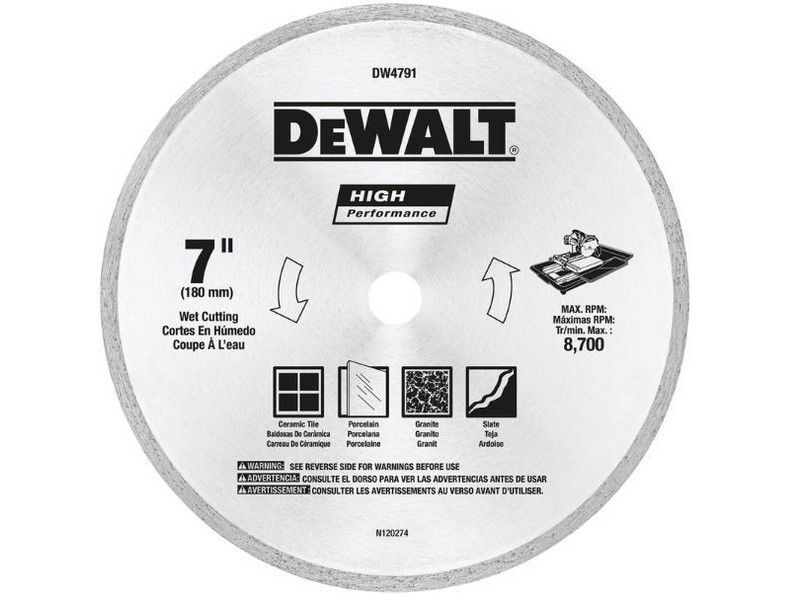 DeWalt High Performance 7 in. D X 5/8 in. S Diamond Wet Tile Blade 1 pc