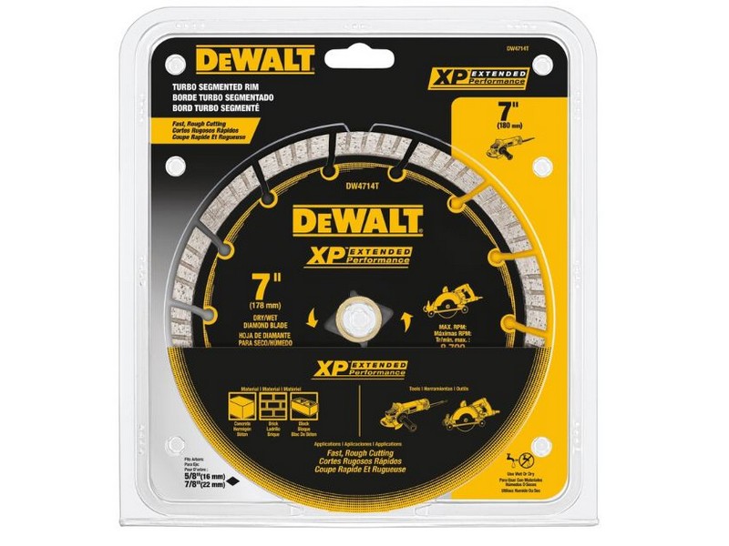 DeWalt XP Extended Performance 7 in. D X 5/8 in. S Diamond Turbo Segmented Cut-Off Blade 1 pc