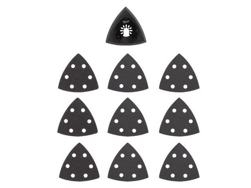 Milwaukee Open-Lok 3-1/2 in. S Triangular Sanding Pad and Paper Set 10 pc