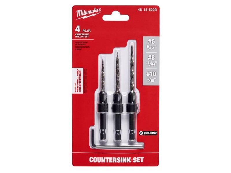 Milwaukee 0.3 in. L High Speed Steel Drill and Countersink Set Quick-Change
