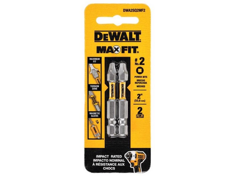 DeWalt Max Fit Square #2 X 2 in. L Screwdriver Bit Set Steel 2 pk