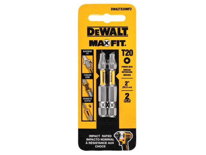 DeWal Max Fit Torx #20 X 2 in. L Screwdriver Bit Set Steel 2 pk