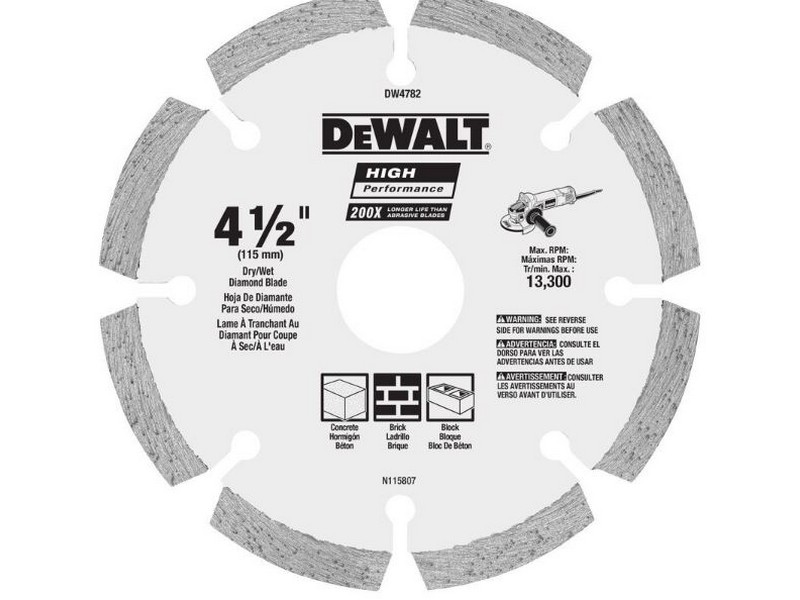 DeWalt HP 4-1/2 in. D X 5/8 and 7/8 in. Steel Segmented Rim Diamond Saw