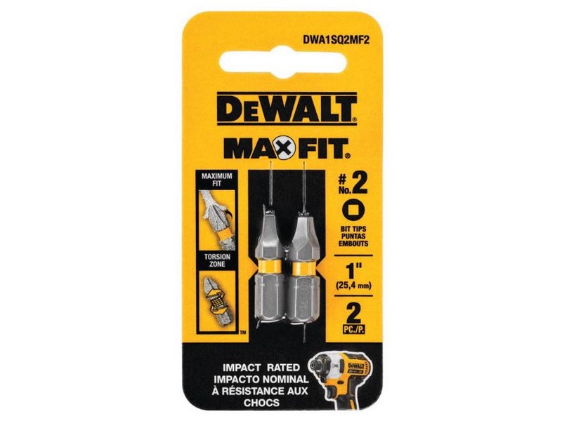 DeWalt Max Fit Square #2 X 1 in. L Screwdriver Bit Set Steel 2 pk