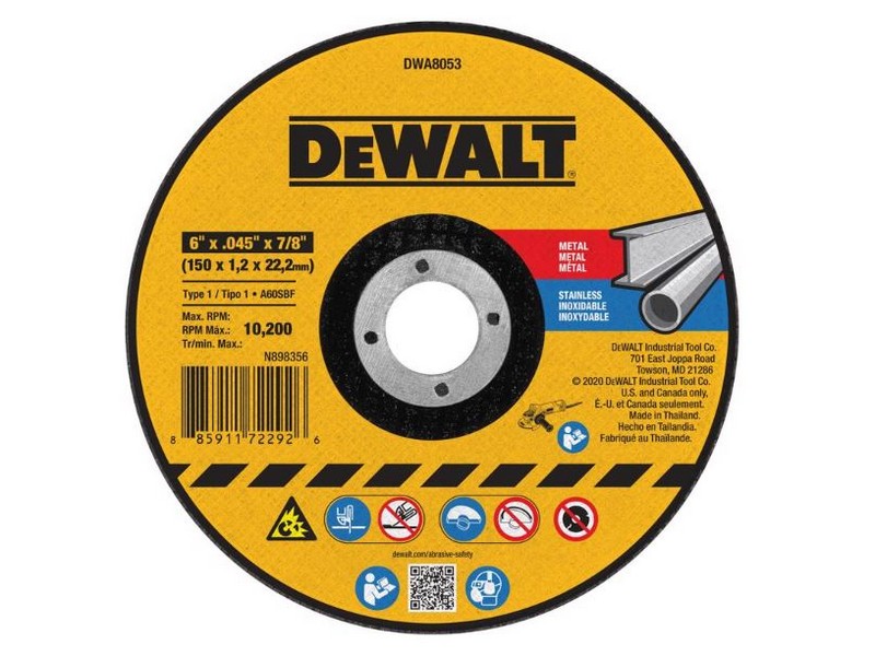 DeWalt 6 in. D X 7/8 in. Aluminum Oxide Cutting Wheel 1 pk