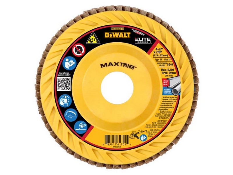 DeWalt MaxTrim 4-1/2 in. D X 7/8 in. Ceramic Trim Flap Disc 40 Grit 1 pk