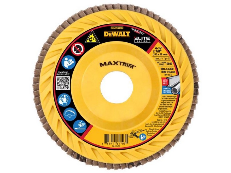 DeWalt MaxTrim 4-1/2 in. D X 7/8 in. Ceramic Trim Flap Disc 60 Grit 1 each