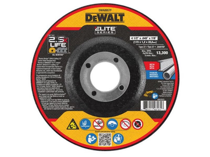 DeWalt Elite 4-1/2 in. D X 7/8 in. Ceramic Cutting Wheel 1 pk