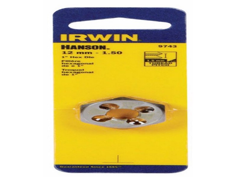 Irwin Hanson High Carbon Steel Metric Hexagon Die 12mm-1.50  1 pc