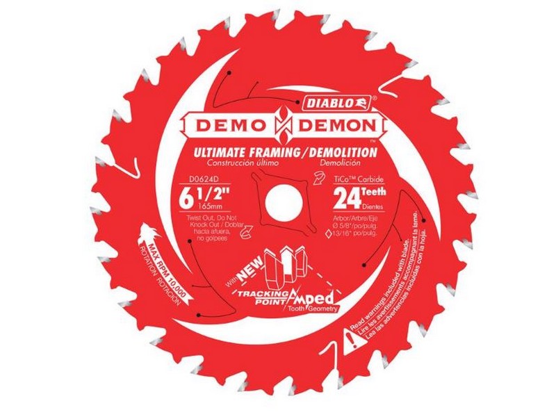 Diablo Demo Demon 6-1/2 in. D X 5/8 in. S Framing/Demolition TiCo Hi-Density Carbide Saw Blade 24 te