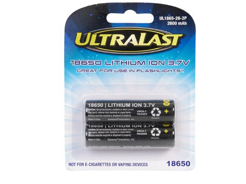 Ultralast Lithium Ion 18650 3.7 V 2600 Ah Rechargeable Battery 2 pk
