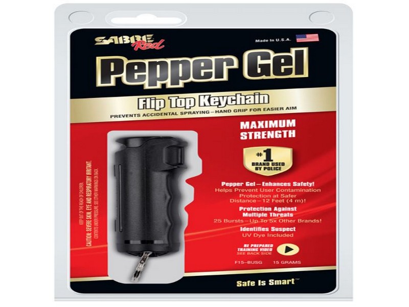 Sabre Red Pepper Gel Black Aluminum/Plastic Flip Top Keychain