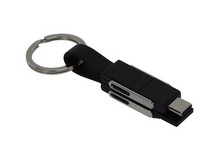 Hillman PVC Black/Silver Split Charger Cable Keychain
