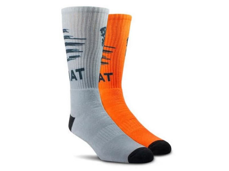 Ariat Mens Graphic Sock 2pk Grey