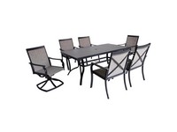 Living Accents Clark 7 pc Black Steel Casual Dining Set Beige