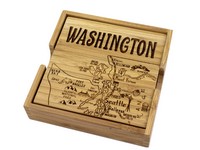 Totally Bamboo Brown Bamboo Puzzle Coaster Set Washington State