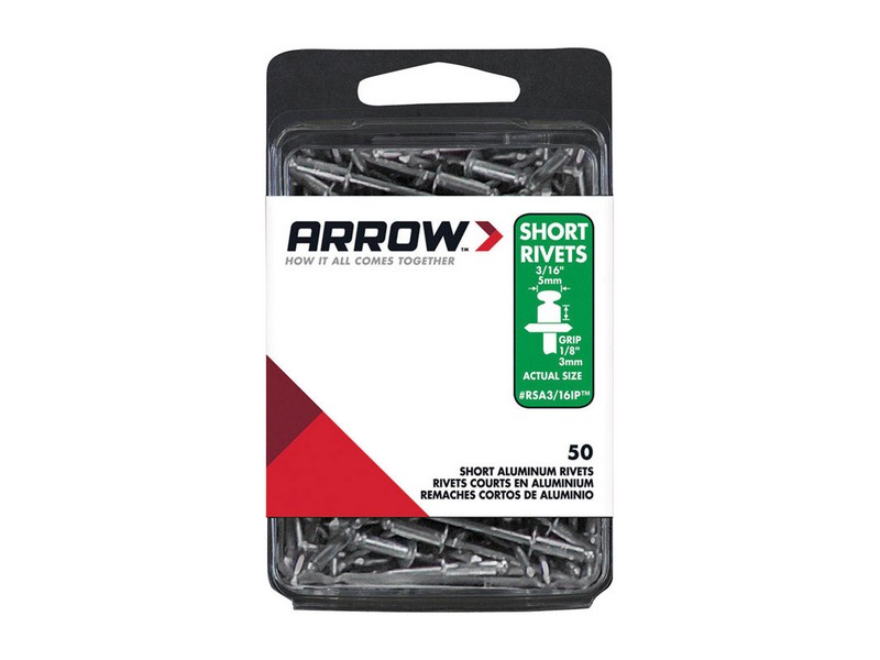 Arrow 3/16 in. D X 1/8 in. Aluminum Short Rivets Silver 50 pk
