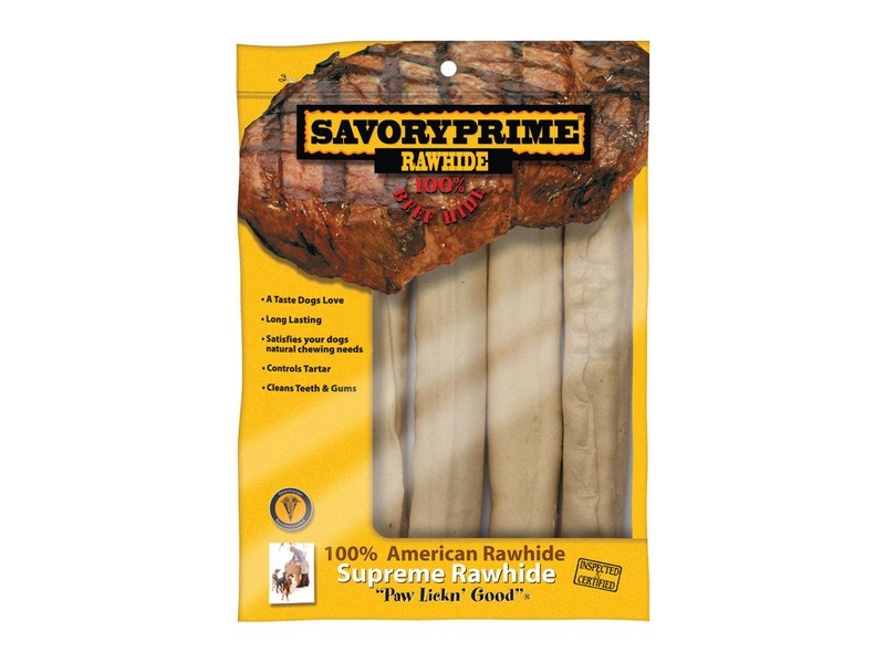 Savory Prime Adult Rawhide Bone Beef 10 in. L 4 pk